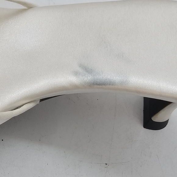 Jeffrey Campbell Sweet-On-U Square-Toe Mid Heel Slide Sandals White Satin Combo - Picture 9 of 11